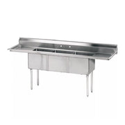 Advance Tabco FE-3-1014-15RL 60" x 20" 3-Compartment Fabricated Sink w/ 10" Right & Left Drainboards