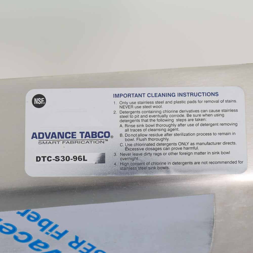 Advance Tabco DTC-S30-96L Straight 95" Left Side Clean Dish Table (Floor Model)