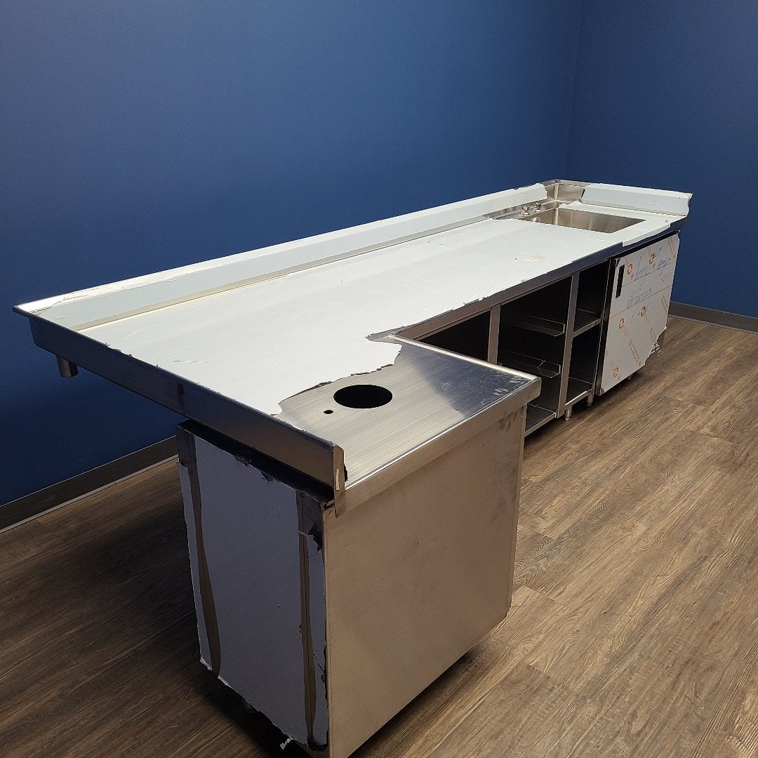BK Resources KTMS-3010 120"  L-Shaped Dish Table (Floor Model 1)