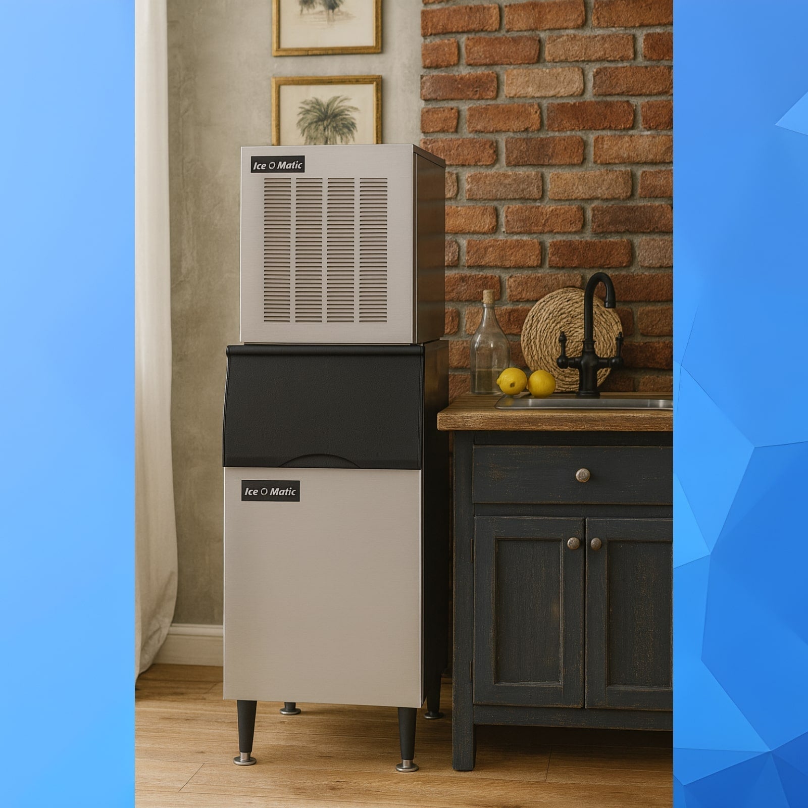 Ice-O-Matic GEM0450A+B42PS 464 lb. Air Cooled Pearl Ice Machine Head w/ 351 lb. Ice Bin