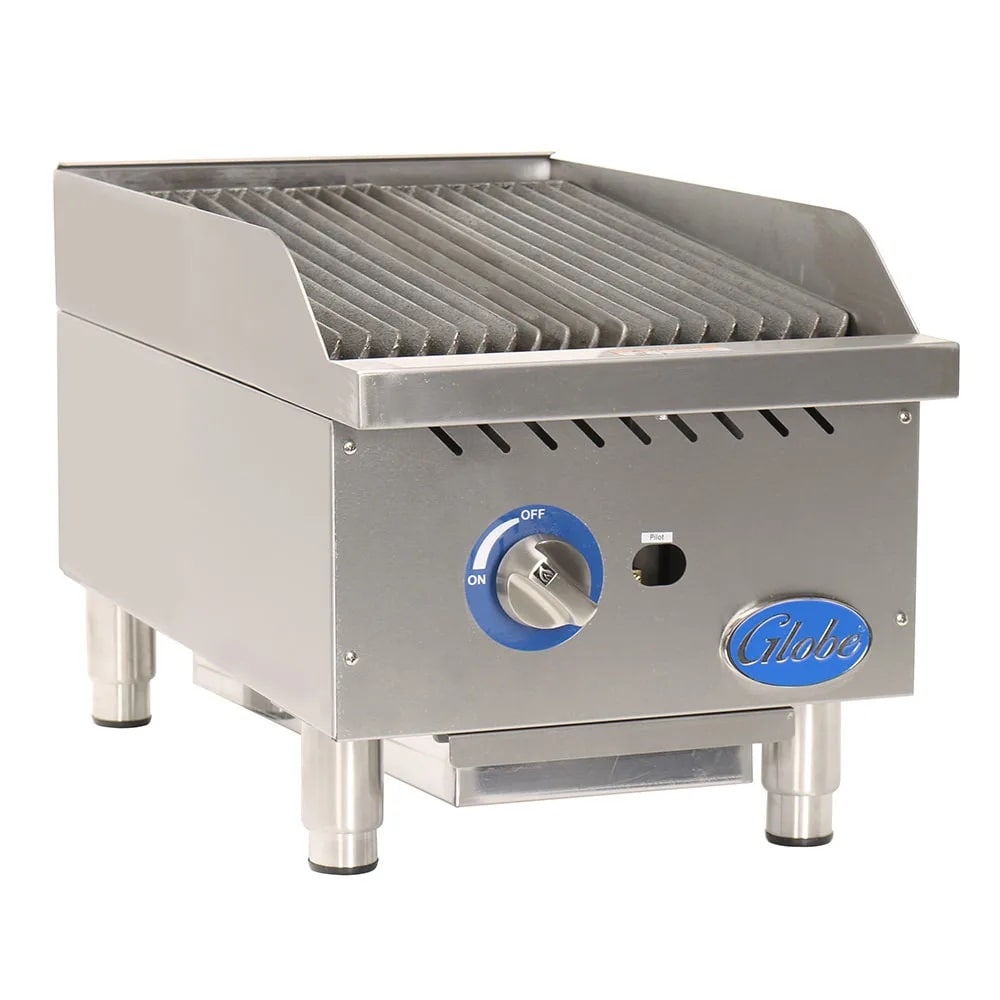 Globe GCB15G-RK 15" Lava Rock Gas Charbroiler | 40,000 BTU