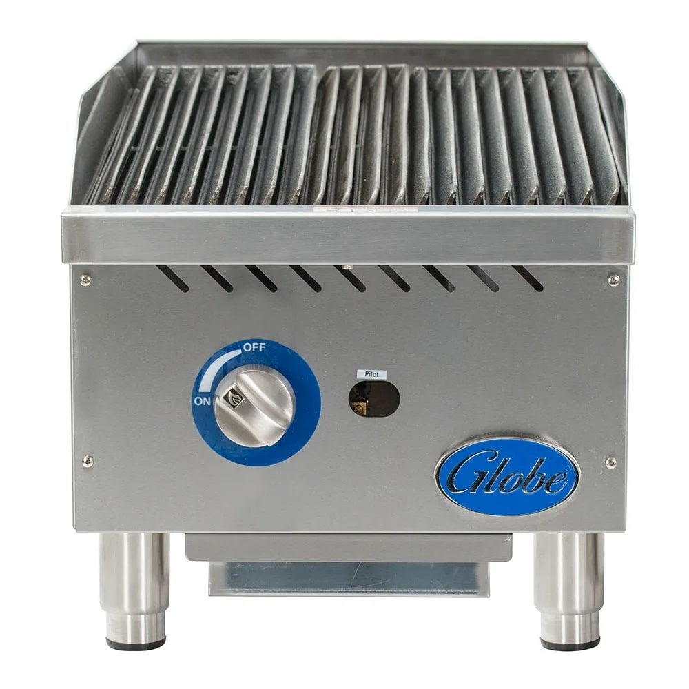 Globe GCB15G-RK 15" Lava Rock Gas Charbroiler | 40,000 BTU
