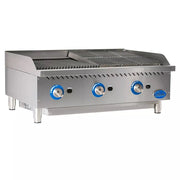 Globe GCB36G-CR 36" Cast Iron Radiant Gas Charbroiler | 120,000 BTU