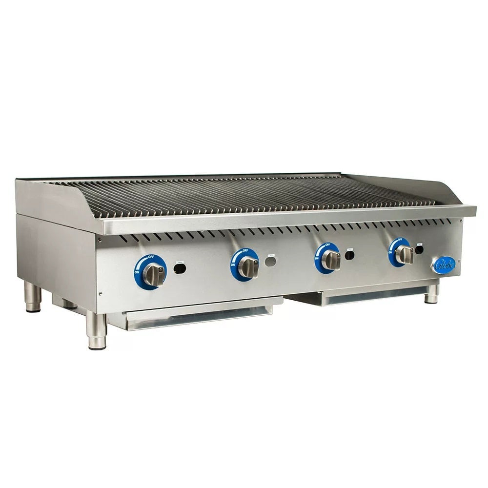Globe GCB48G-RK 48" Lava Rock Gas Charbroiler | 160,000 BTU