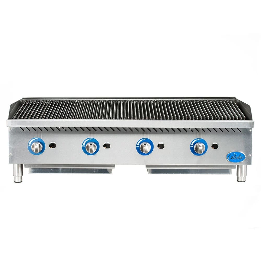 Globe GCB48G-RK 48" Lava Rock Gas Charbroiler | 160,000 BTU