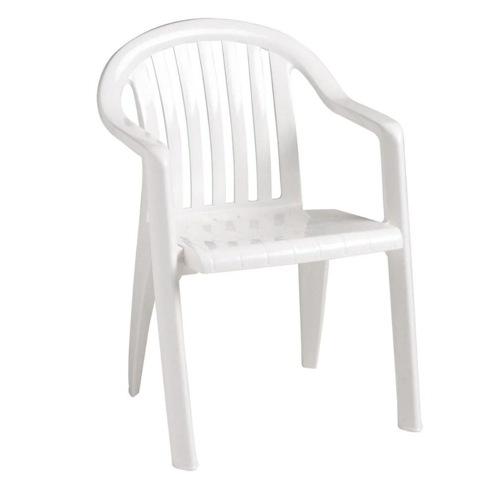 Grosfillex US282304 Miami Lowback Stacking Outdoor Armchair | White