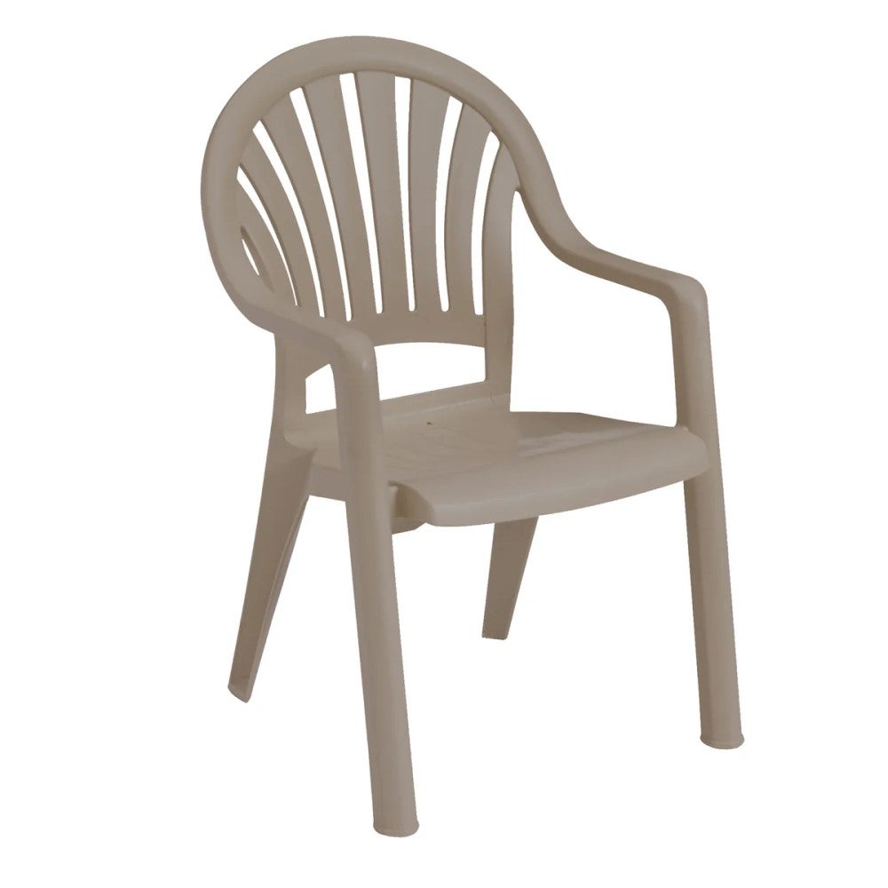 Grosfillex 49092181 Pacific Fanback Stacking Outdoor Armchair | French Taupe