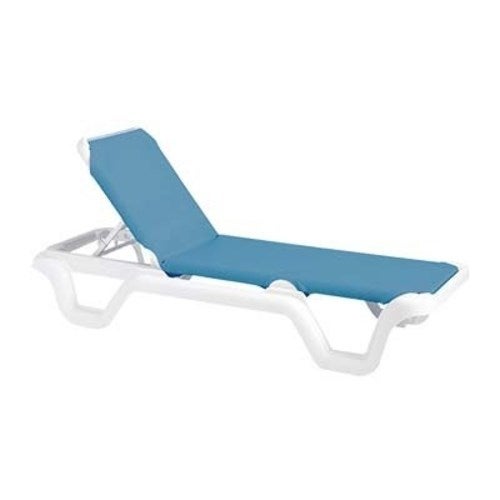 Grosfillex 99404194 Marina Stacking Outdoor Chaise | Sky Blue