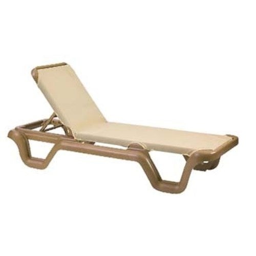 Grosfillex US414108 Marina Stacking Outdoor Chaise | Khaki