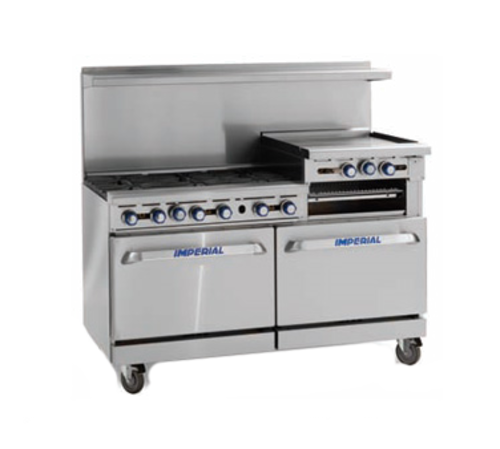 Imperial Range IR-6-G24-XB 60" 6 Burner Gas Range w/ 24" Griddle & Standard Oven | 267,000 BTU