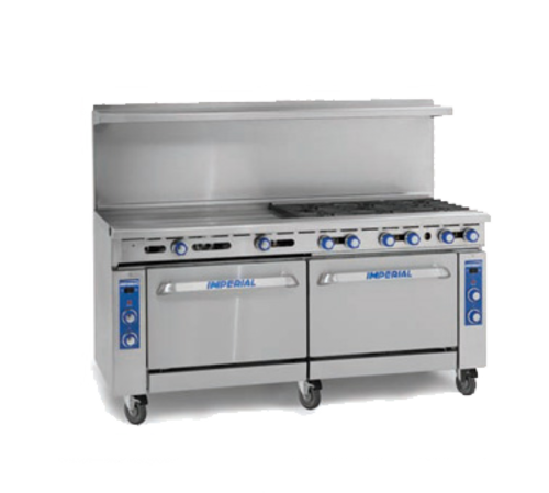 Imperial Range IR-4-G48-C-XB 72" 4 Burner Gas Range w/ 48" Griddle & Convection Oven | 238,000 BTU