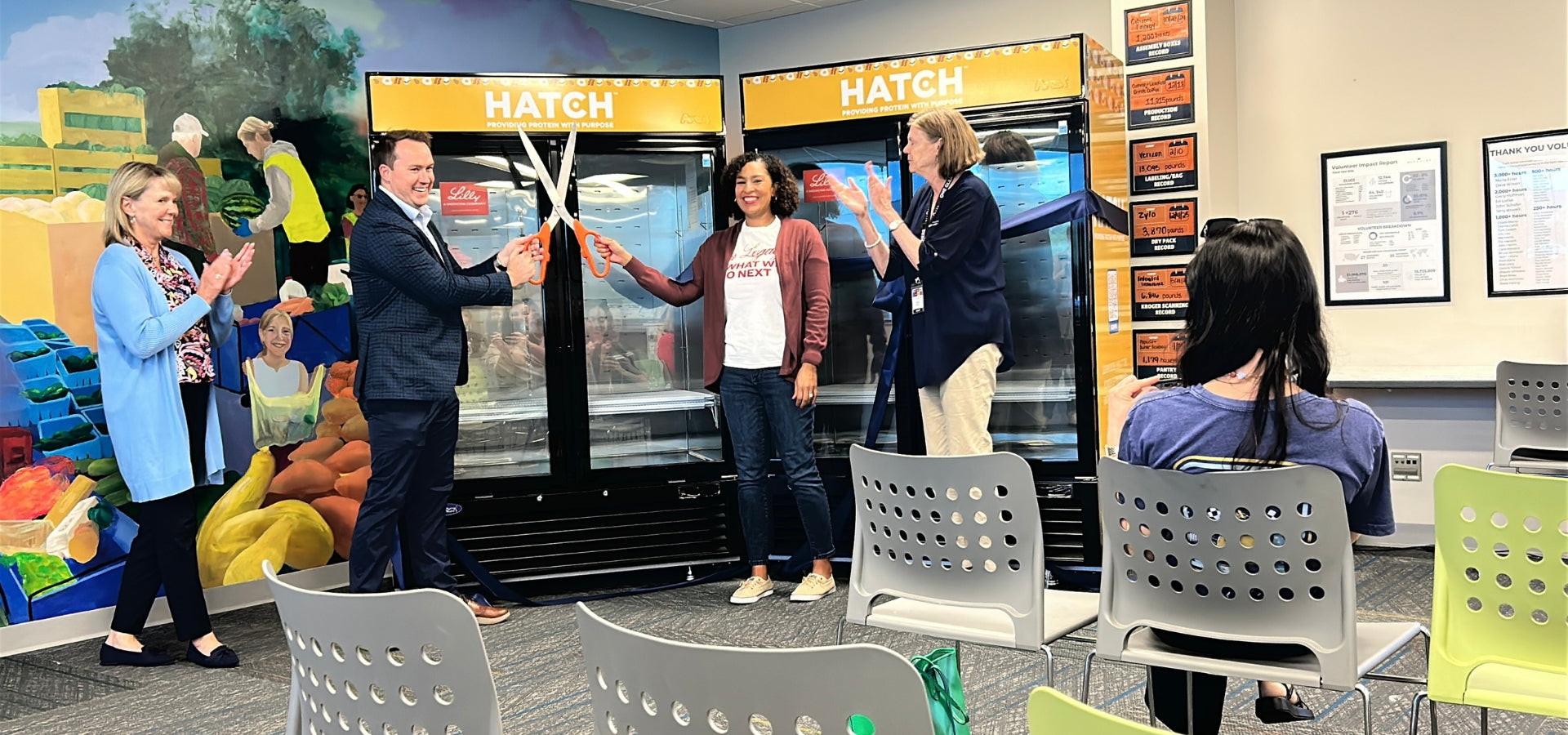 Ribbon-cutting ceremony celebrating the launch of HATCH for Hunger commercial refrigerated merchandisers