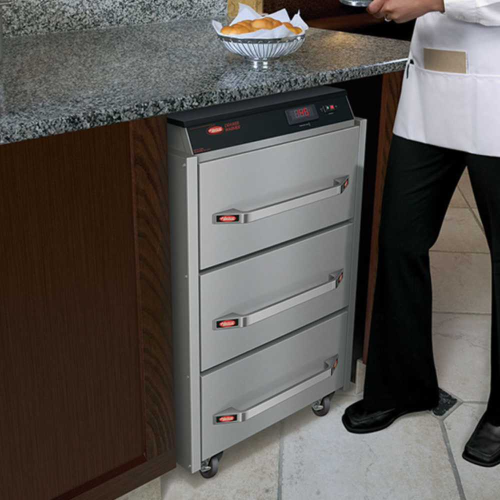 Hatco commercial warming and holding equipment in a kitchen service area.