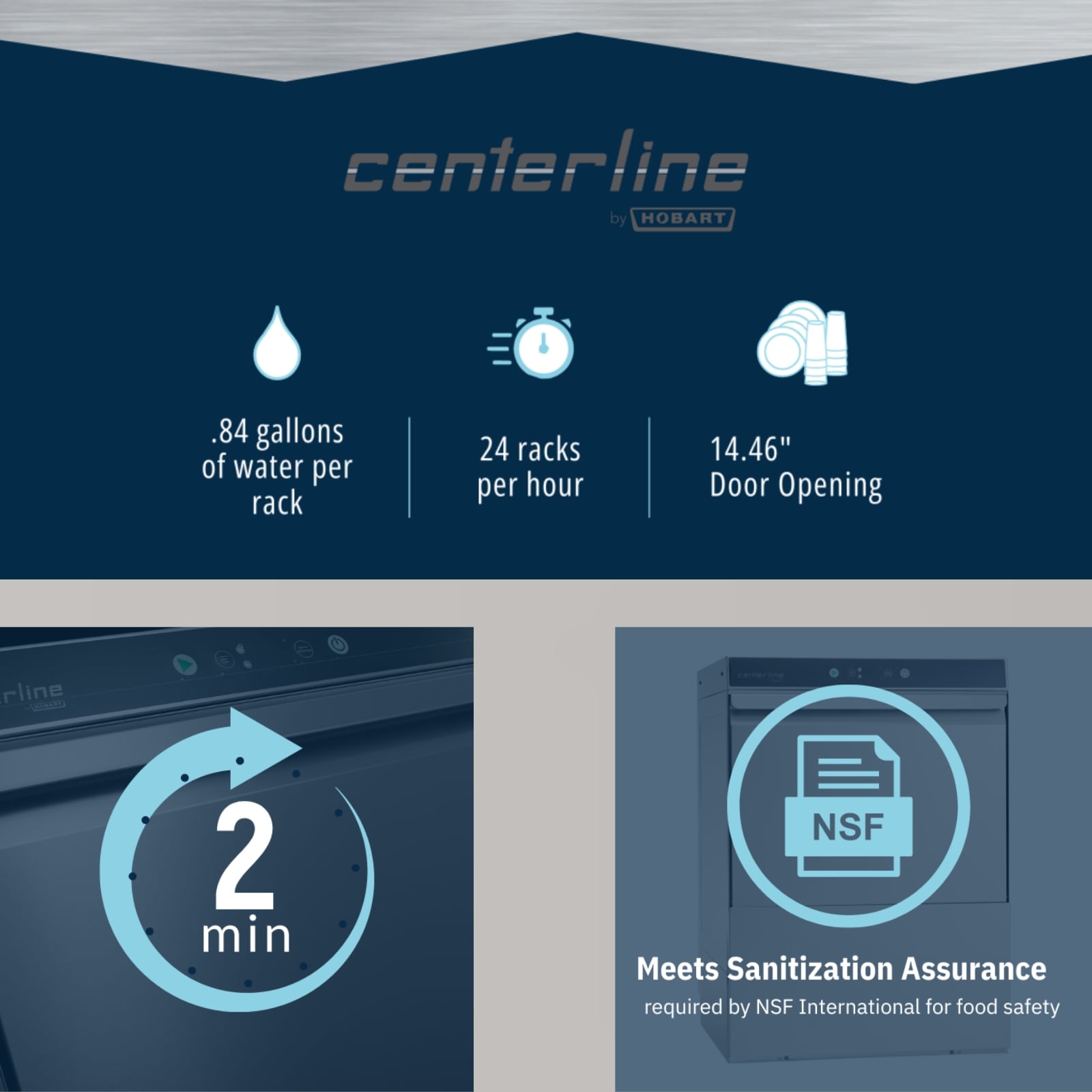 Centerline by Hobart CUH-1 High Temp 14.46" Opening Undercounter Dishwasher | 24 Racks/Hr
