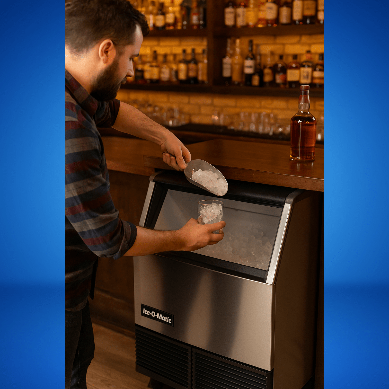 Ice-O-Matic ICEU220FA 238 lb. Air Cooled Undercounter Full Cube Ice Machine | 70 lb. Bin
