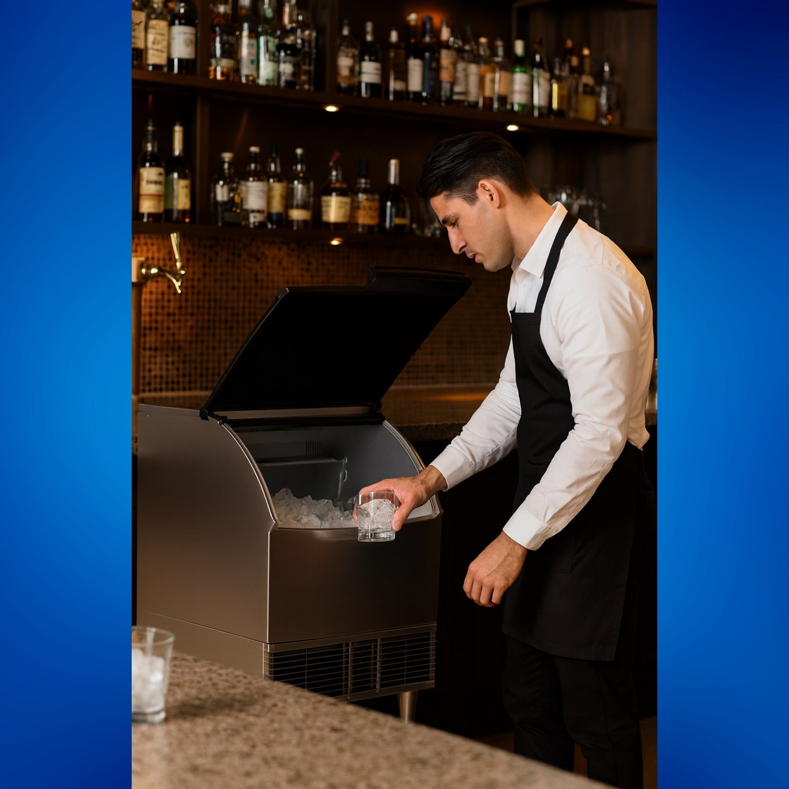 Ice-O-Matic ICEU300HA 309 lb. Air Cooled Undercounter Half Cube Ice Machine | 97 lb. Bin