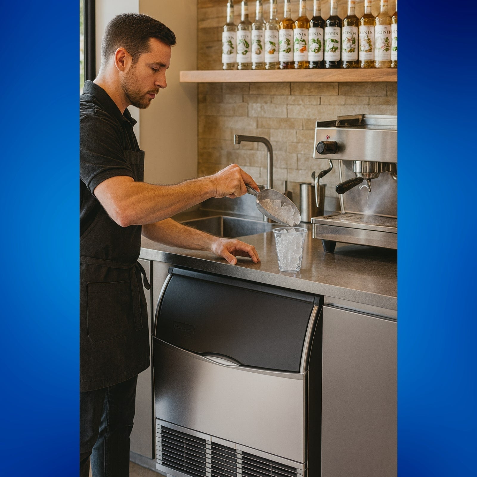 Ice-O-Matic ICEU300HA 309 lb. Air Cooled Undercounter Half Cube Ice Machine | 97 lb. Bin