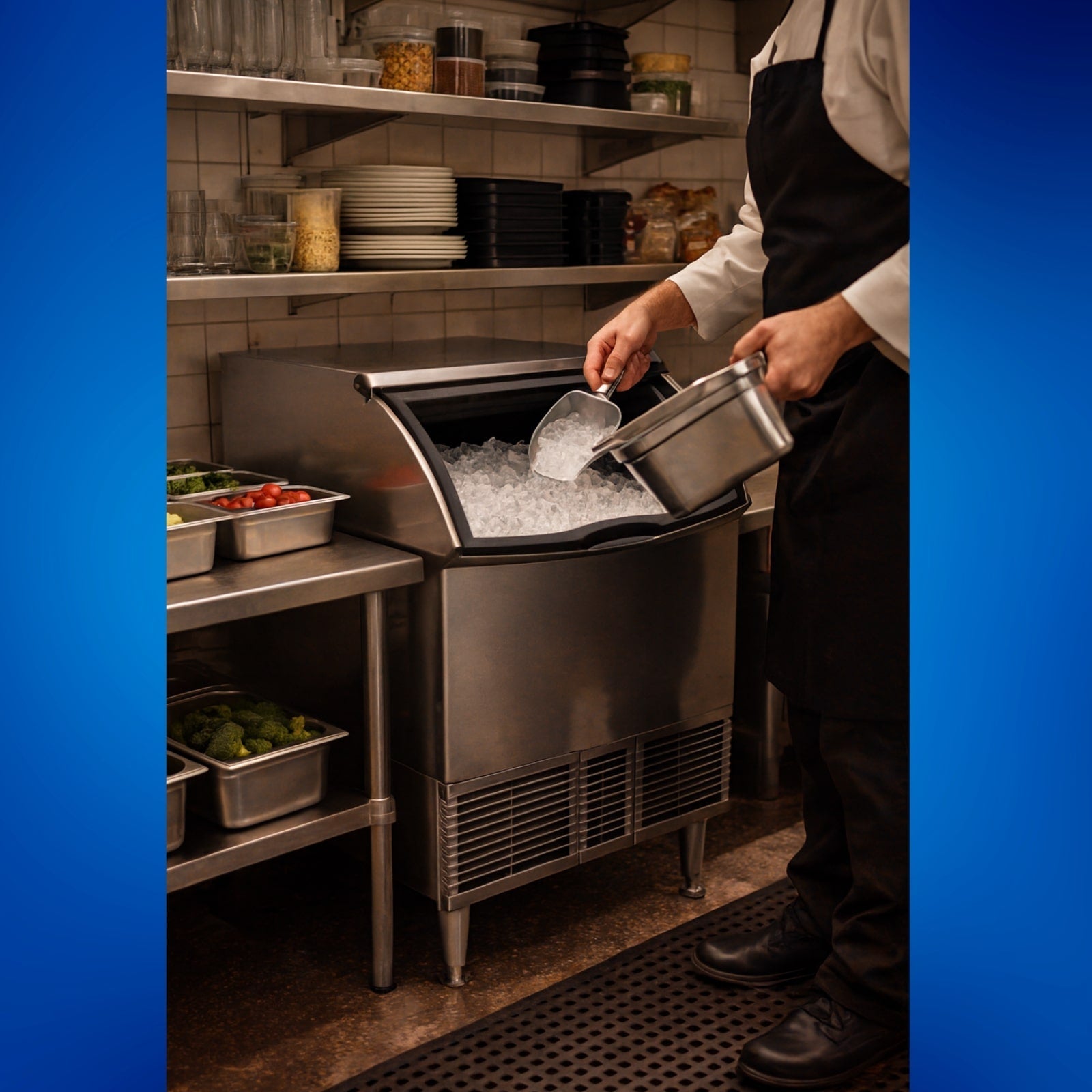 Ice-O-Matic ICEU300HA 309 lb. Air Cooled Undercounter Half Cube Ice Machine | 97 lb. Bin
