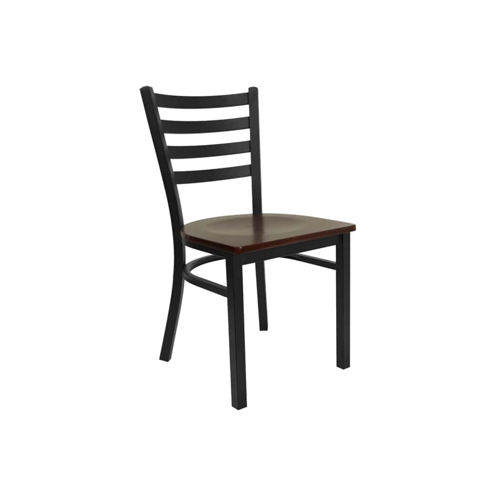 JustChair M20118-BLK-VS Black Metal Ladder Back Indoor Side Chair (Closeout)