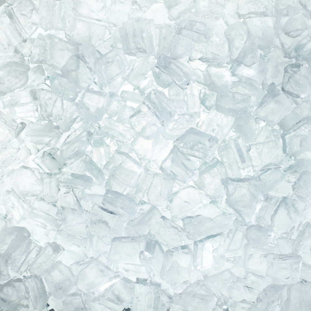 close up for clear ice cubes