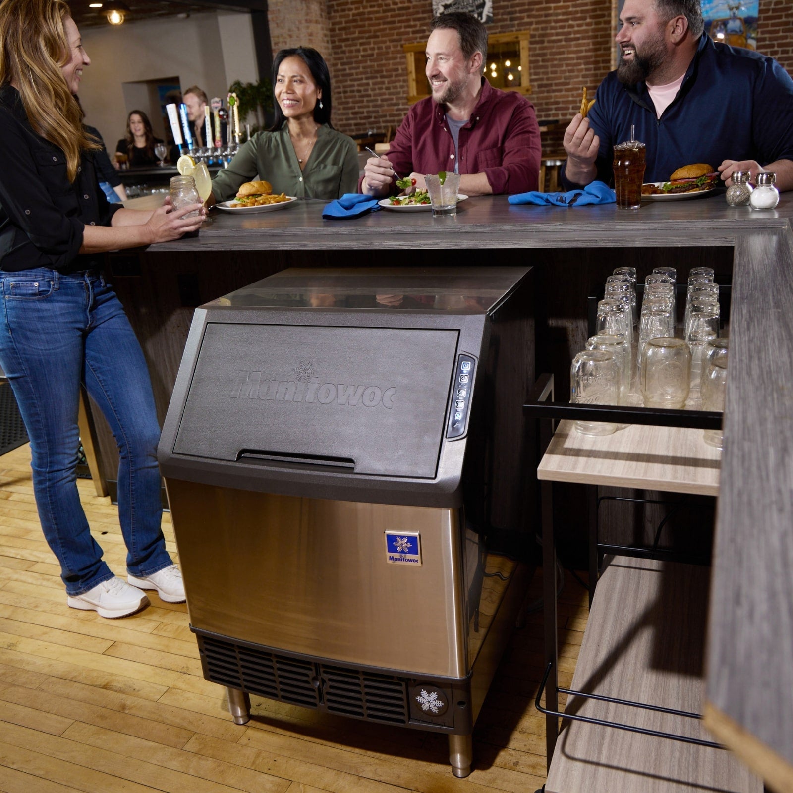 Manitowoc UDP0310W 330 lb. Water Cooled Full Cube Ice Maker with Bin