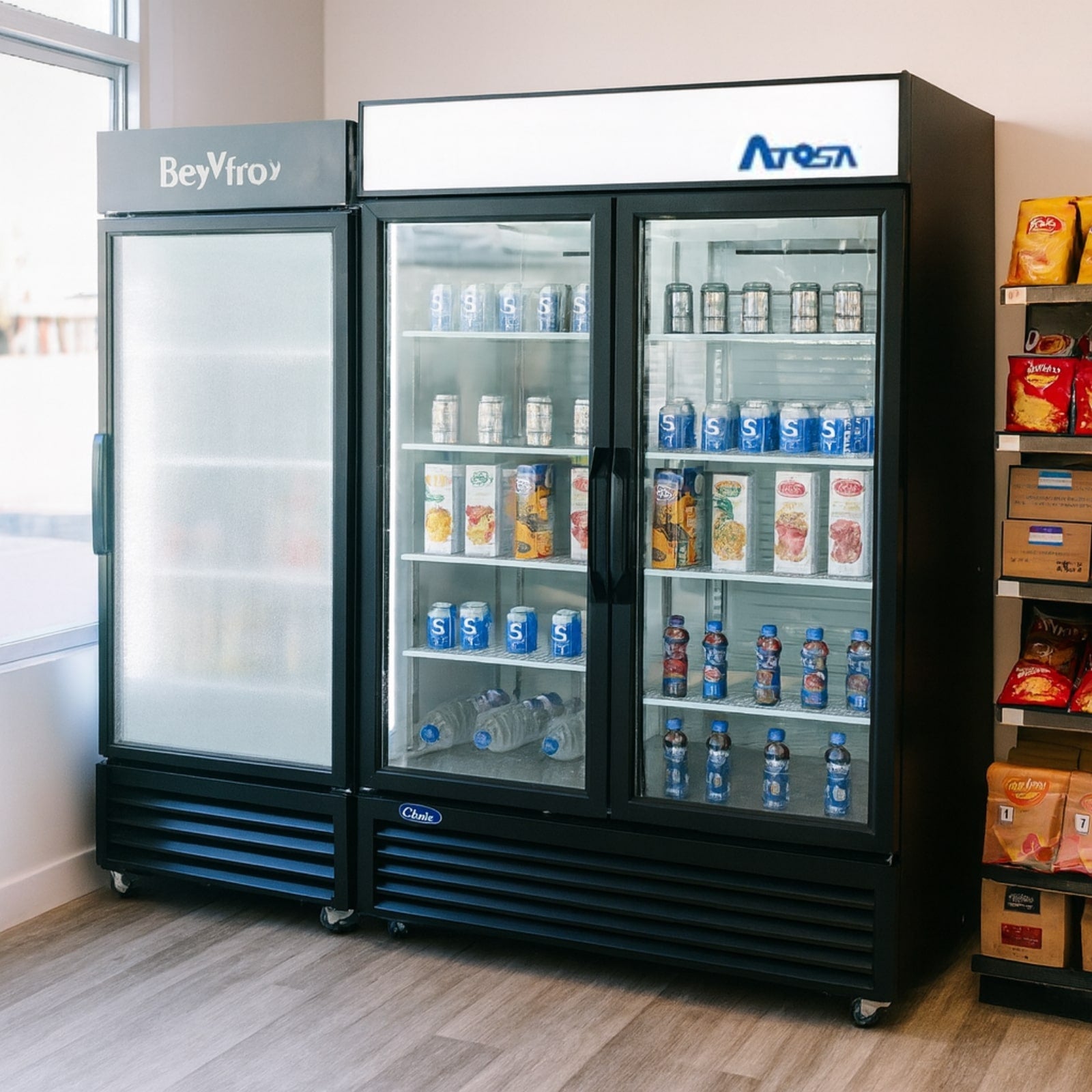Atosa MCF8733GR 40" 2-Glass Door Black Merchandiser Refrigerator | 28.5 Cu. Ft.
