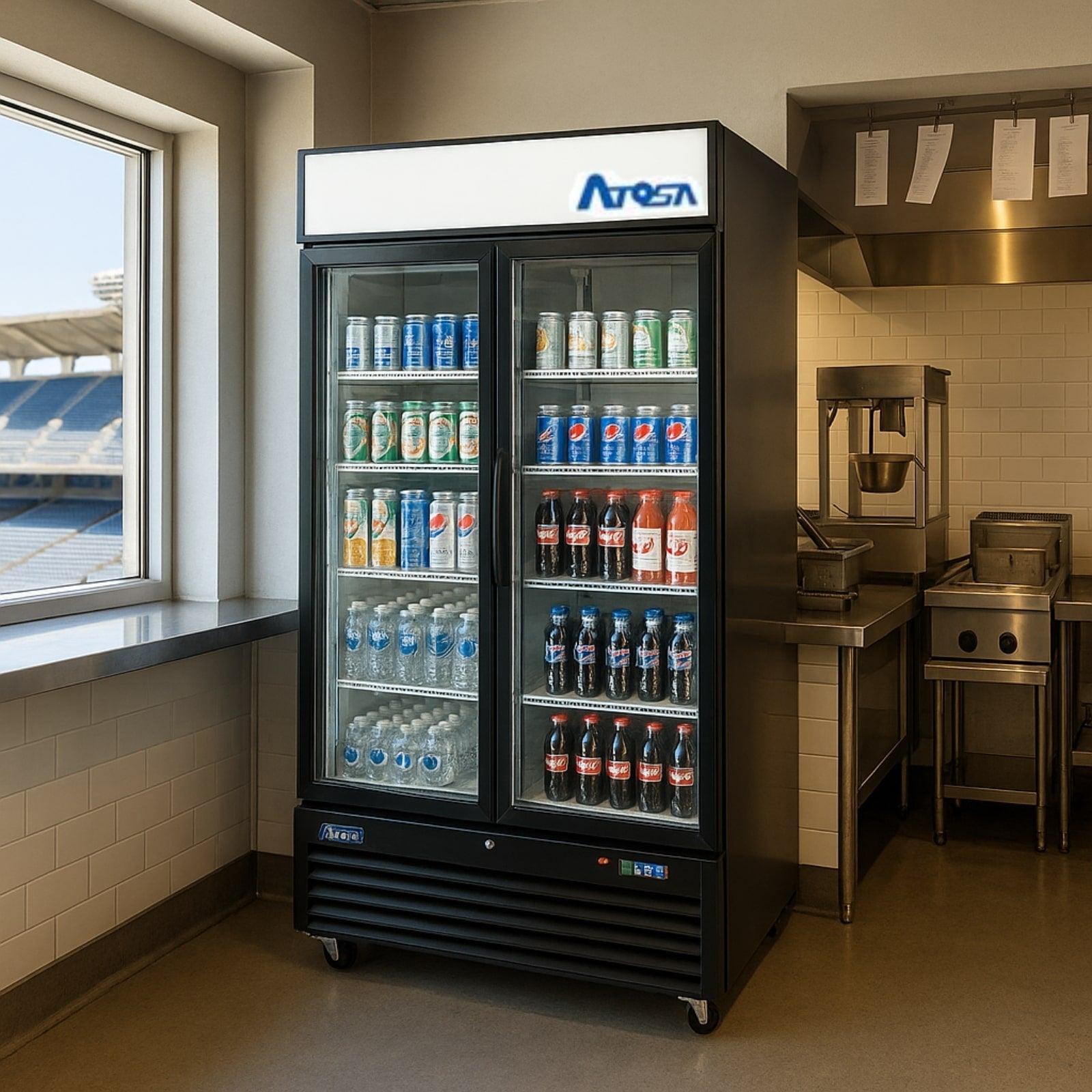 Atosa MCF8733GR 40" 2-Glass Door Black Merchandiser Refrigerator | 28.5 Cu. Ft.