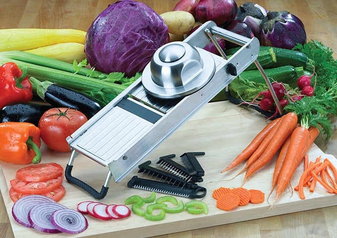Winco MDL-18 Stainless Steel 4-Setting Mandoline Slicer Set