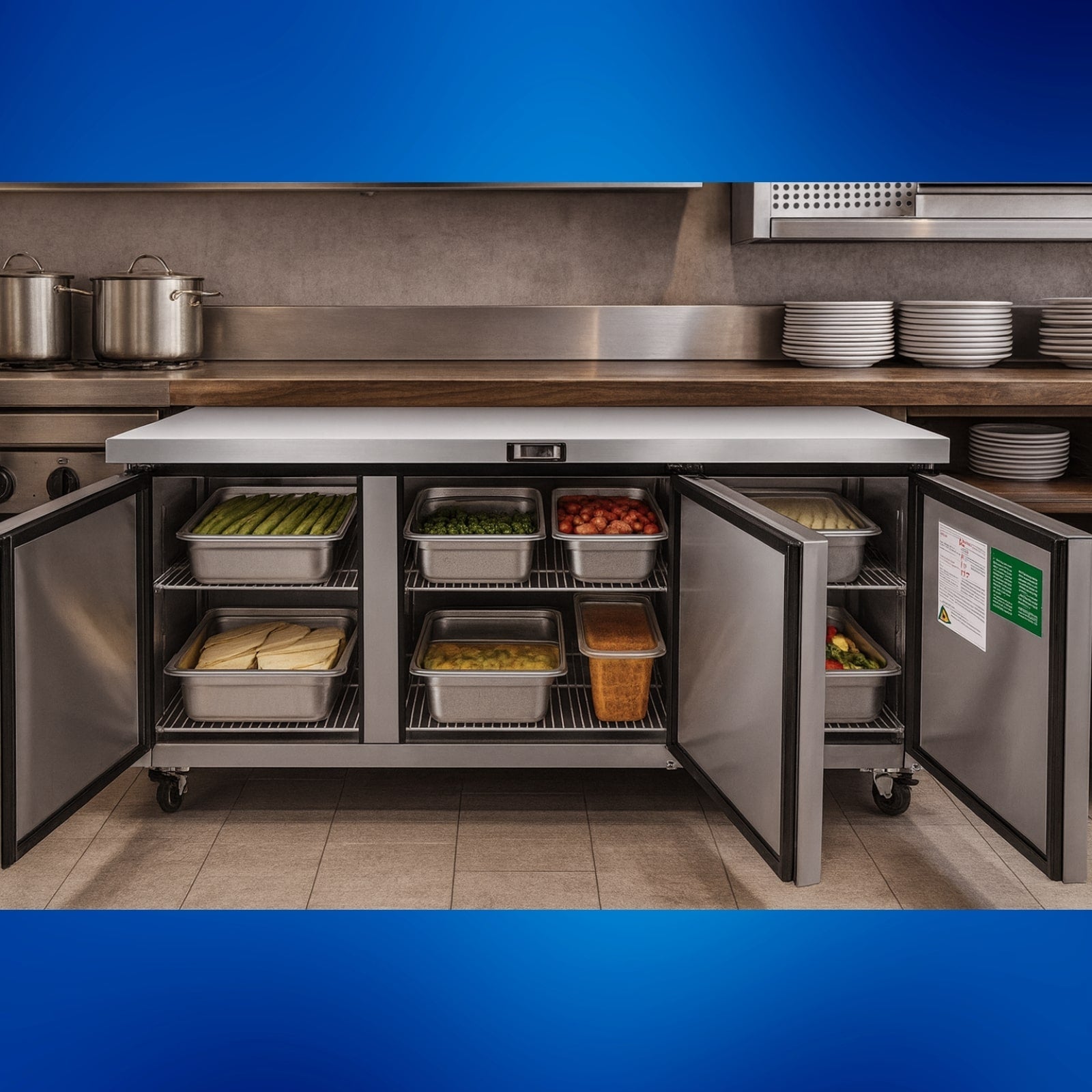 Atosa MGF8404GR 73" 3-Solid Door Undercounter Reach-In Refrigerator | 21.1 Cu. Ft.