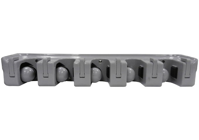 Winco MHH-5 16" Plastic Mop & Broom Rack | 5 Clips, 6 Hooks