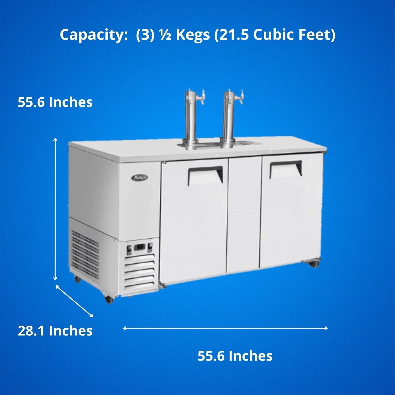 Atosa MKC68GR 68" 2-Dual Faucet Draft Beer Cooler | (3) 1/2 Kegs