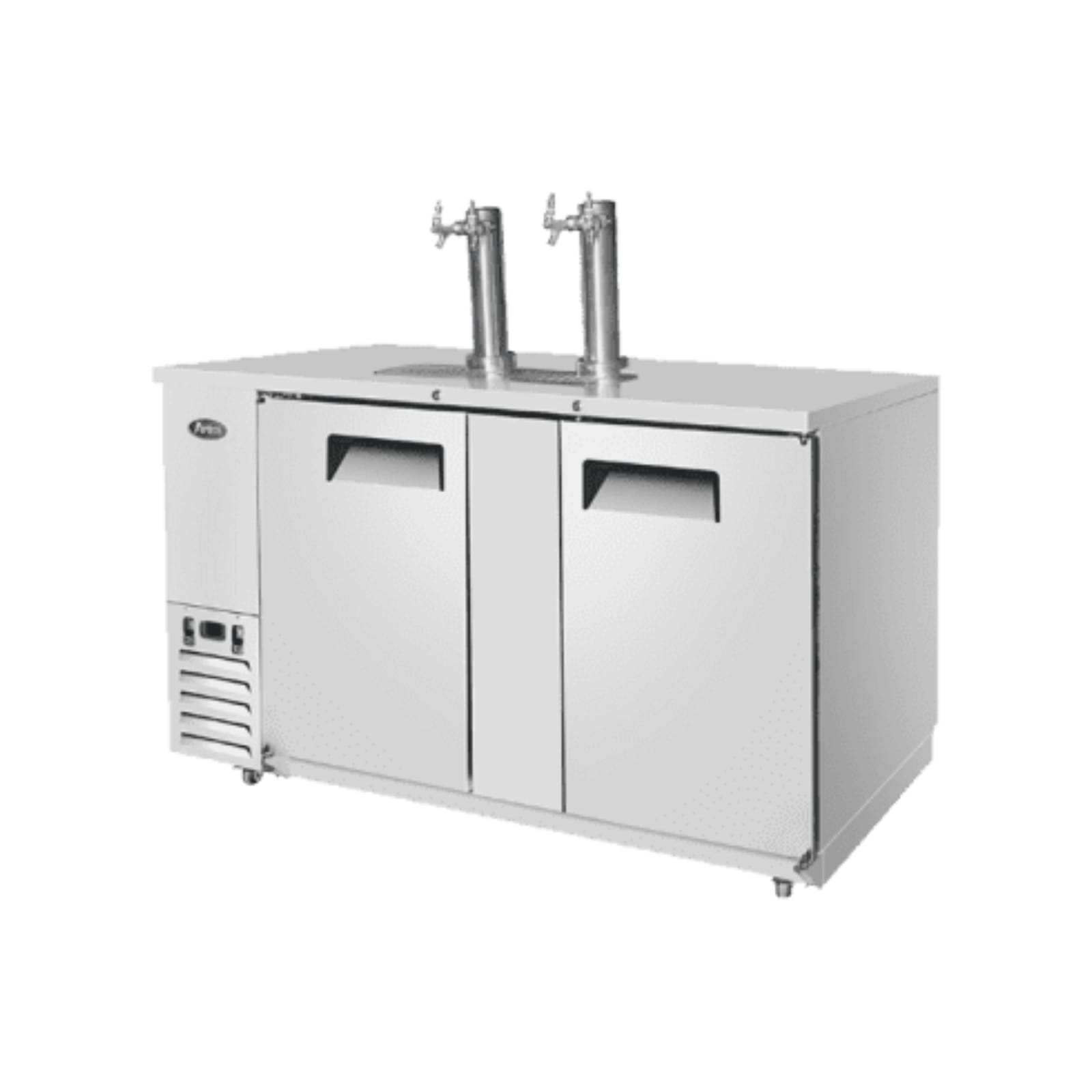Atosa MKC68GR 68" 2-Dual Faucet Draft Beer Cooler | (3) 1/2 Kegs