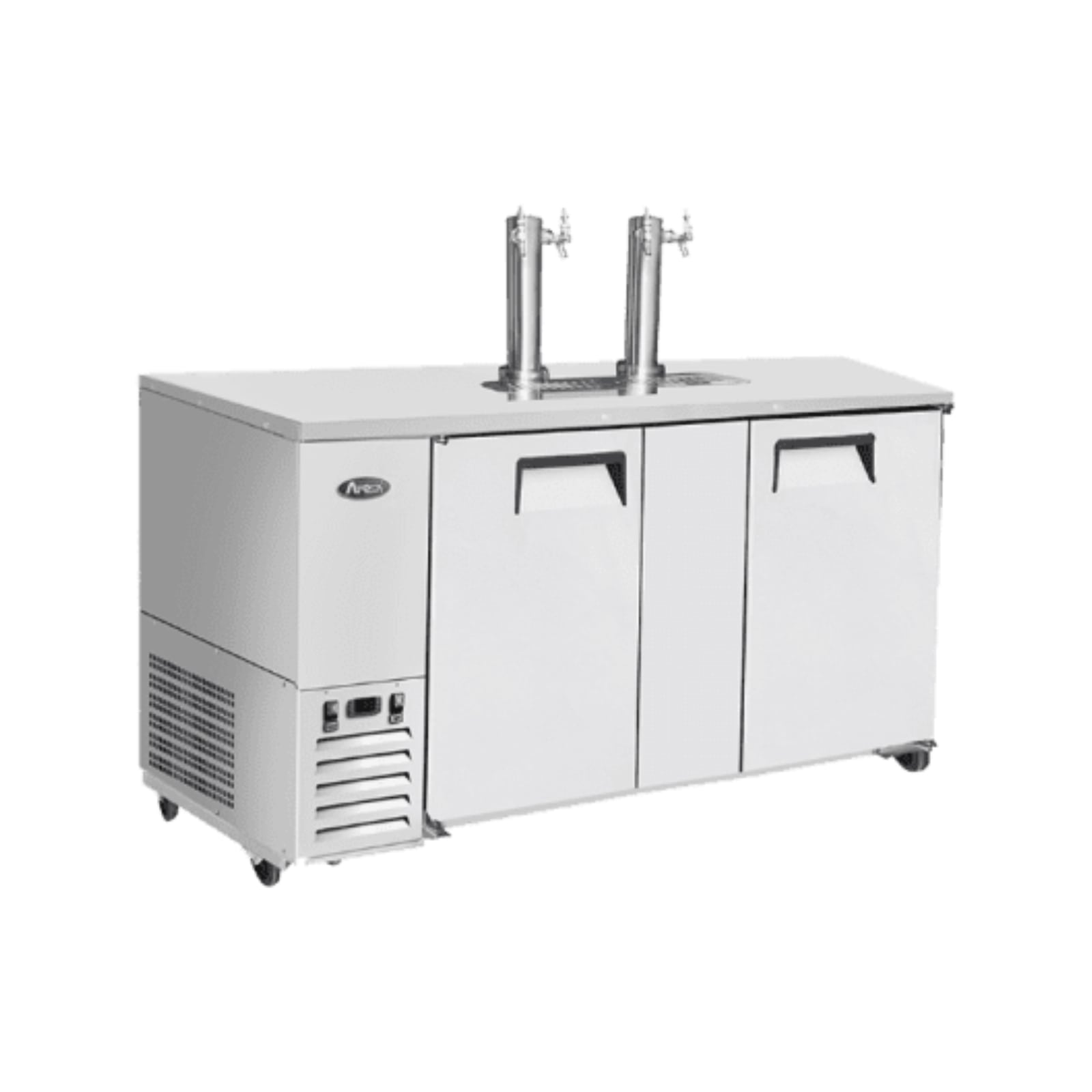 Atosa MKC68GR 68" 2-Dual Faucet Draft Beer Cooler | (3) 1/2 Kegs