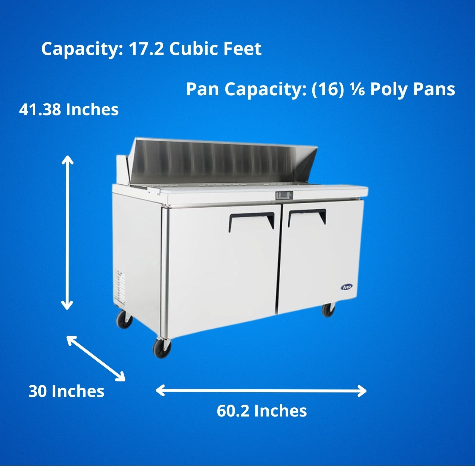 Atosa MSF8303GR 61" 2-Solid Door Rear Mount Refrigerated Sandwich Prep Table | (16) 1/6 Pan