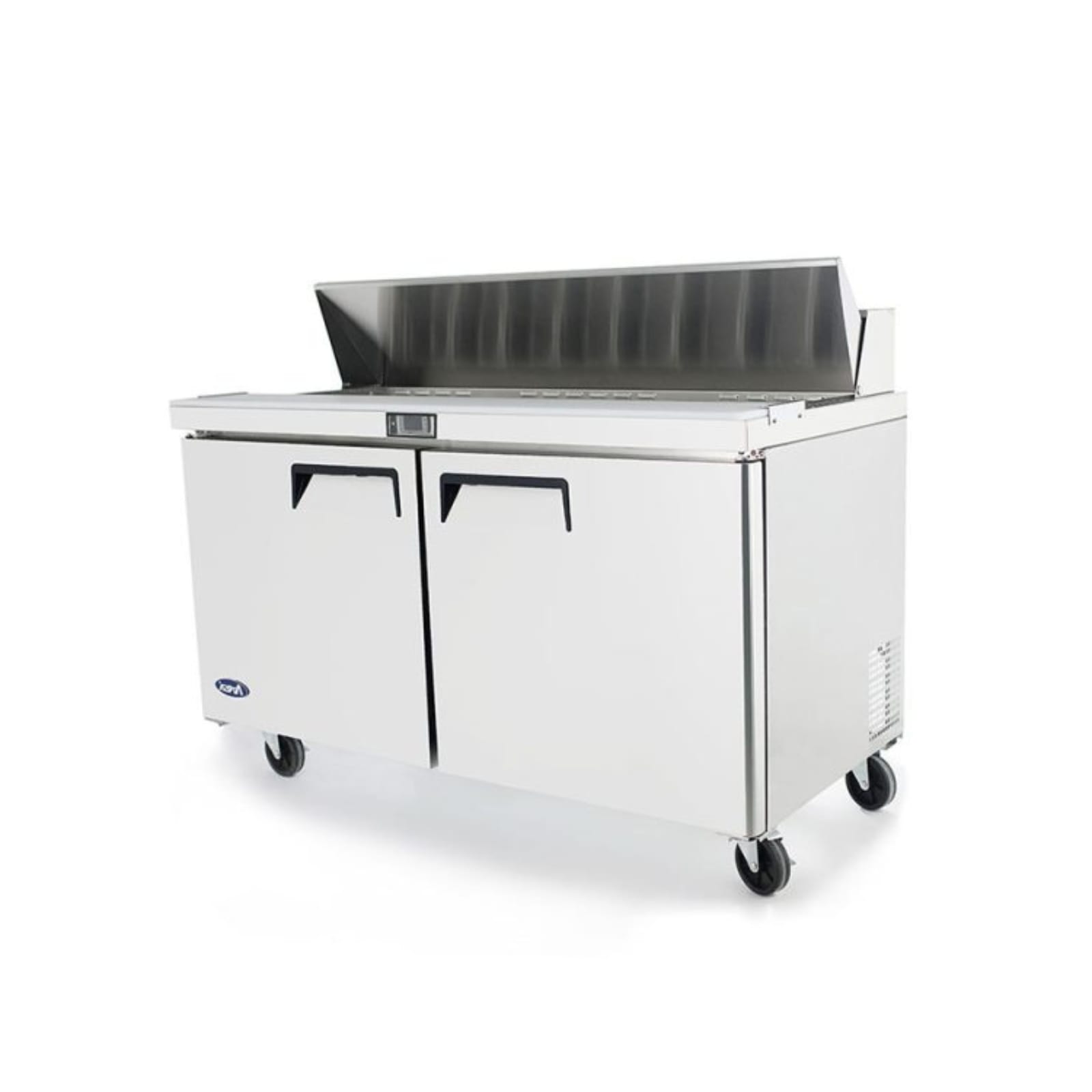 Atosa MSF8303GR 61" 2-Solid Door Rear Mount Refrigerated Sandwich Prep Table | (16) 1/6 Pan