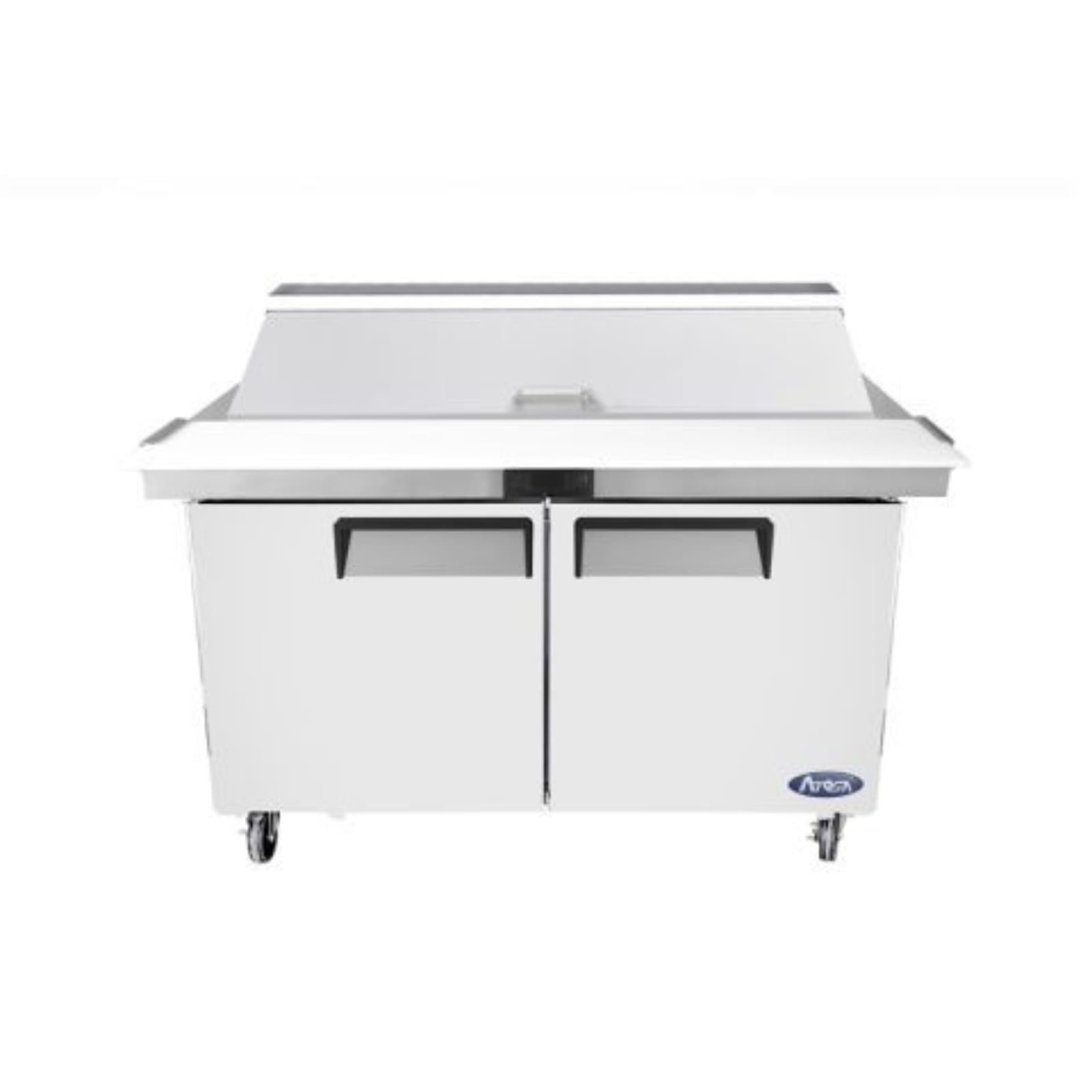 Atosa MSF8303GR 61" 2-Solid Door Rear Mount Refrigerated Sandwich Prep Table | (16) 1/6 Pan