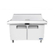 Atosa MSF8303GR 61" 2-Solid Door Rear Mount Refrigerated Sandwich Prep Table | (16) 1/6 Pan