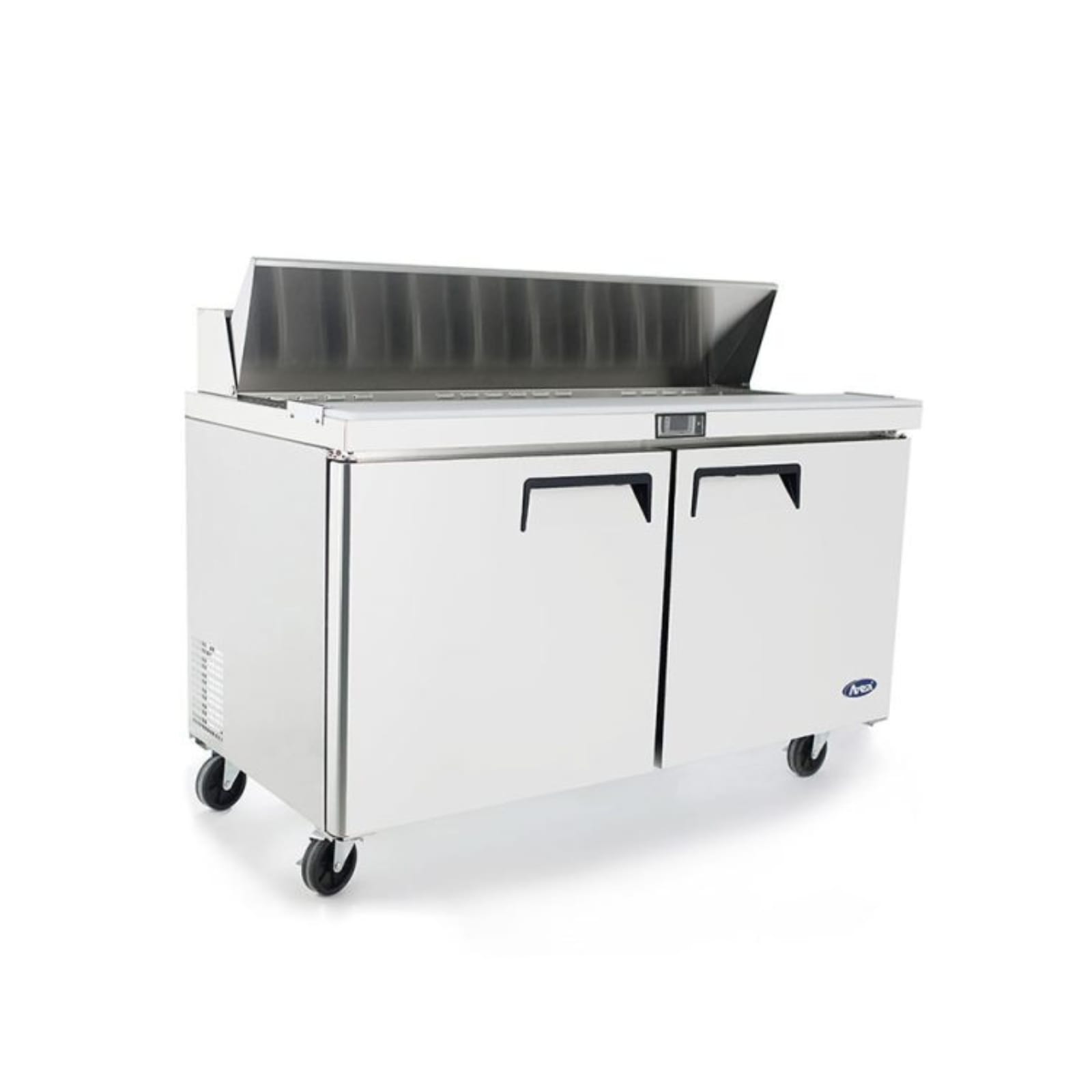 Atosa MSF8303GR 61" 2-Solid Door Rear Mount Refrigerated Sandwich Prep Table | (16) 1/6 Pan