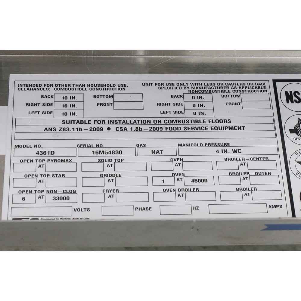 Southbend 4361D-NAT 36" Gas Range w/Worktop & Standard Oven (Closeout)