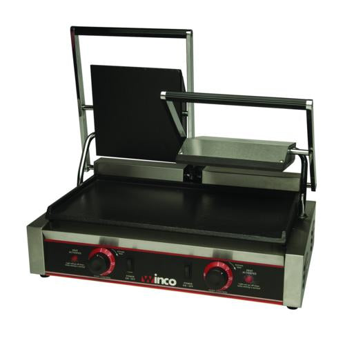 Winco ESG-2 19" Double Countertop Sandwich / Panini Grill | Smooth Plates