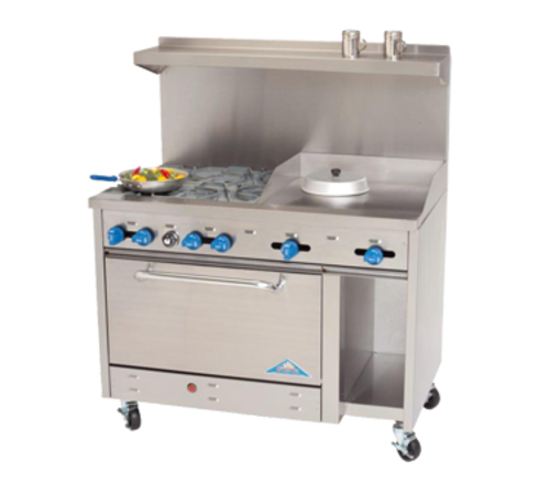Comstock-Castle F3430-24 48" Gas 4-Burner & Griddle Range w/ 31" Oven & Cabinet Base | 186,000 BTU