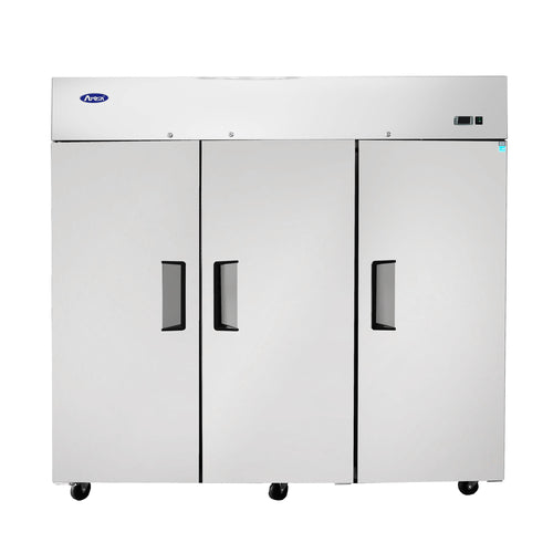 Atosa MBF8003GR 3-Solid Door Top Mount Reach-In Freezer | 64.9 Cu. Ft.