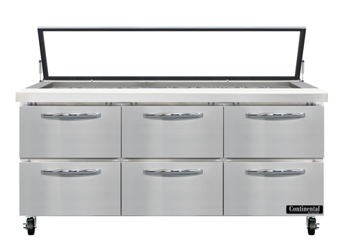Continental Refrigerator SW72N30M-HGL-D Refrigerated Counter, Mega Top Sandwich / Salad Unit