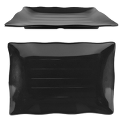 Thunder Group 24120BK 11-1/4" x 7-1/4" Black Square Melamine Wave Plate | Case of 12