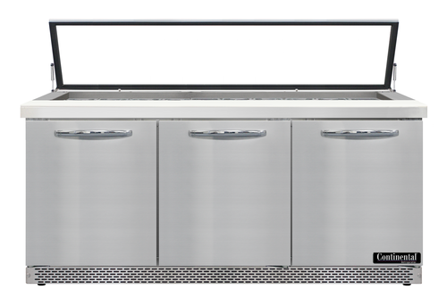 Continental Refrigerator SW72N30M-HGL-FB Refrigerated Counter, Mega Top Sandwich / Salad Unit