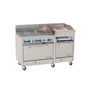 Comstock-Castle F33018-1RB-24B 60" Gas Range w/ 4 Burners, Raised Griddle, Charbroiler & (2) Ovens | 240,000 BTU