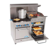 Comstock-Castle F3218-24B 48" Gas 4-Burner, Griddle & Cheesemelter Range w/ (2) Space Saver Ovens | 204,000 BTU