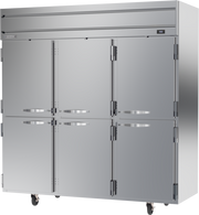 Beverage Air HFPS3HC-1HS 78" 6 Solid Half Door Top Mount Reach-In Freezer | 69.1 Cu. Ft.
