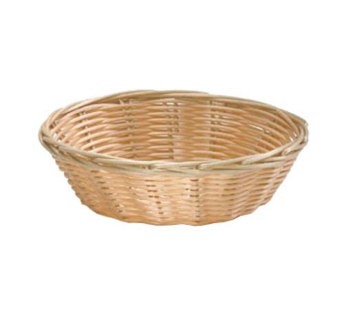 Tablecraft 1177W Natural Round Polypropylene Basket | 7" x 2"