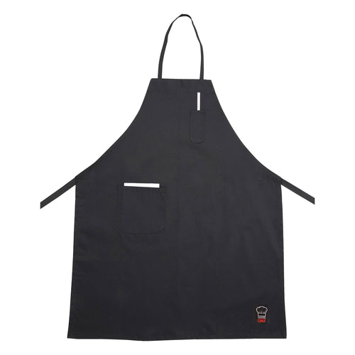 Winco BA-PBK 2 Pocket Bib Apron | Black